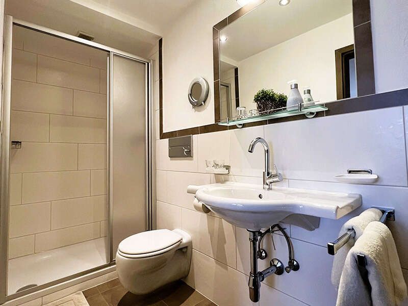 Badzimmer mit Dusche und WC im Zimmer 3